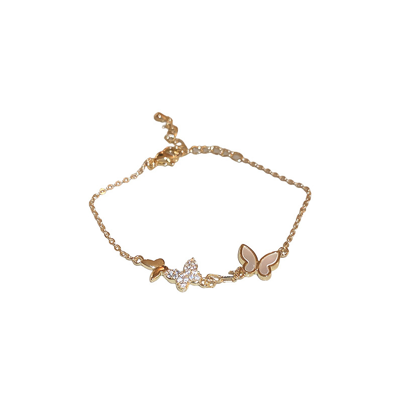 Real Gold Plated Zircon Butterfly Simple Fashion Bracelet Elegant Light High-end Sense Jewelry for Women - view 3