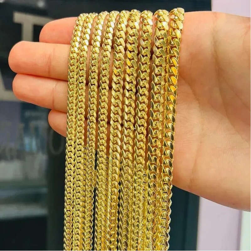 Wholesale 10K 14K Solid Real Gold 8MM Cuban k Chain Bracelet Iced Out Hip Hop Moissanite Necklace Fine Jewelry Men Women
