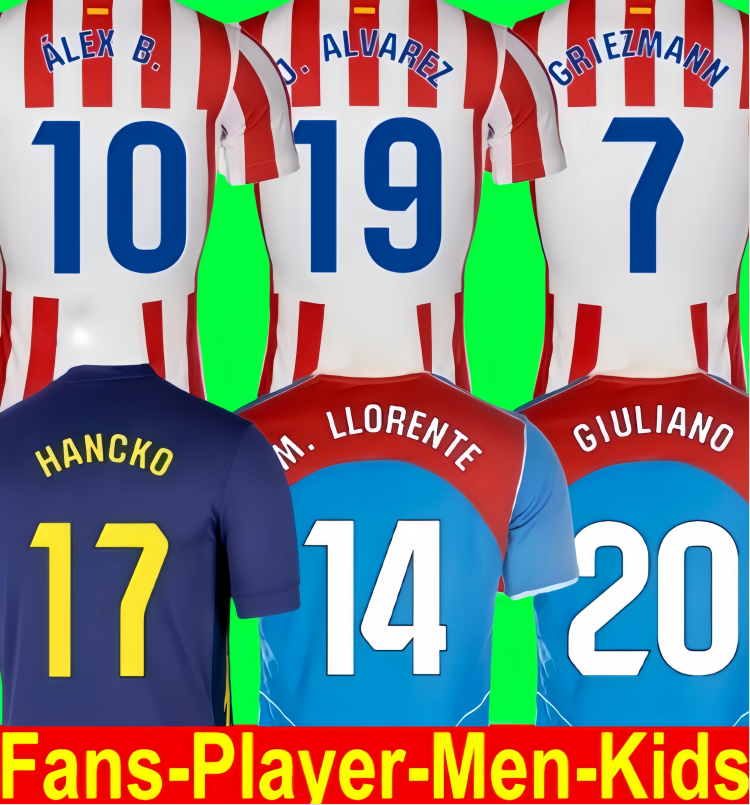 Atleticos soccer jerseys MaDrid GRIEZMANN 25 26 LLORENTE KOKE ALEX BAENA ALMADA ATM football shirt kids kit sets uniforms ALVAREZ 2025 2026 GALLAGHER shirts