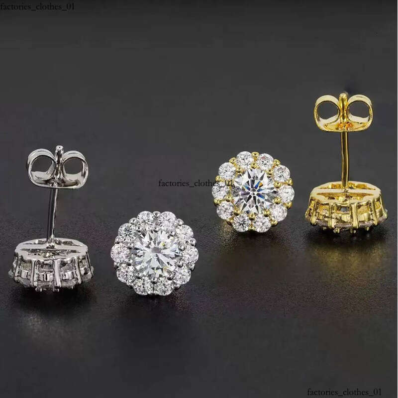 Hot Wholesale Unique Small Fancy Shiny 10K Real Gold Dia Moissanite Stud Earrings For Men