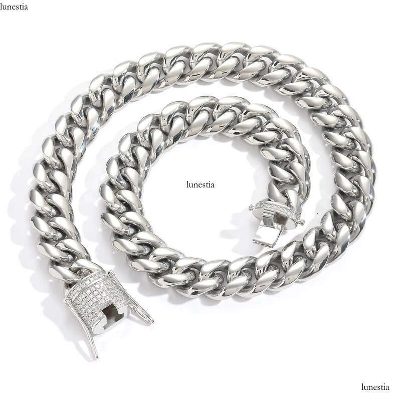 Wholesale 6-18mm Stainless Steel 14K Gold Plated Necklace Miami Cuban Link Chain Monaco Chains for Men