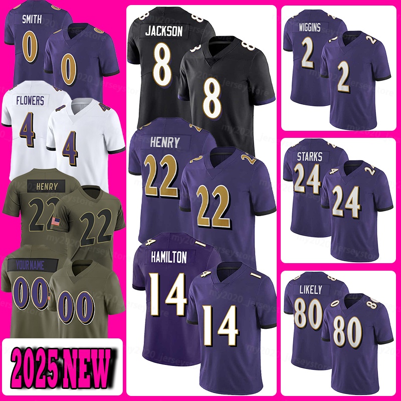 8 Lamar Jackson Football Jersey 14 Kyle 22 Derrick Henry Nate Wiggins Zay Flowers Malaki Starks Isaiah Likely Roquan Smith Odafe Oweh Marlon Humphrey DeAndre Hopkins