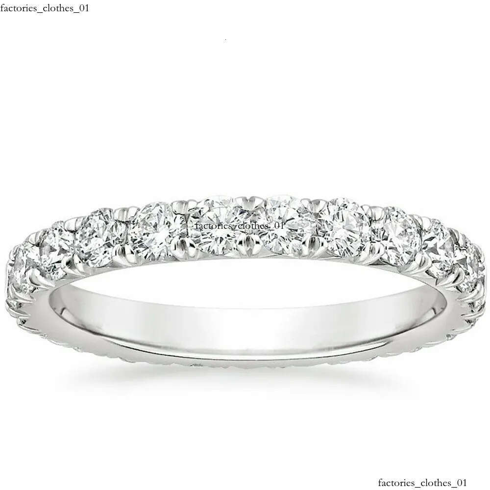 Rings AEW Solid 14K 585 White Gold 1.2ctw 2mm DF Color Eternity Wedding Band Moissanite for Women Ladies Ring J0112