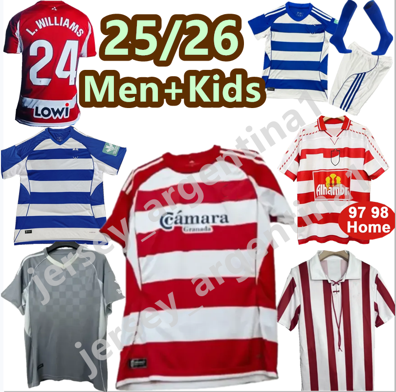 Granada 25 26 Granada CF 05 06 97 98 Retro Home soccer jerseys BRYAN F.DIEDHIOU SORO UZUNI CALLEJON L.WILLIAMS BRYAN M.UZUNI A.PUERTAS Uniforms Men Football Shirt 2XL