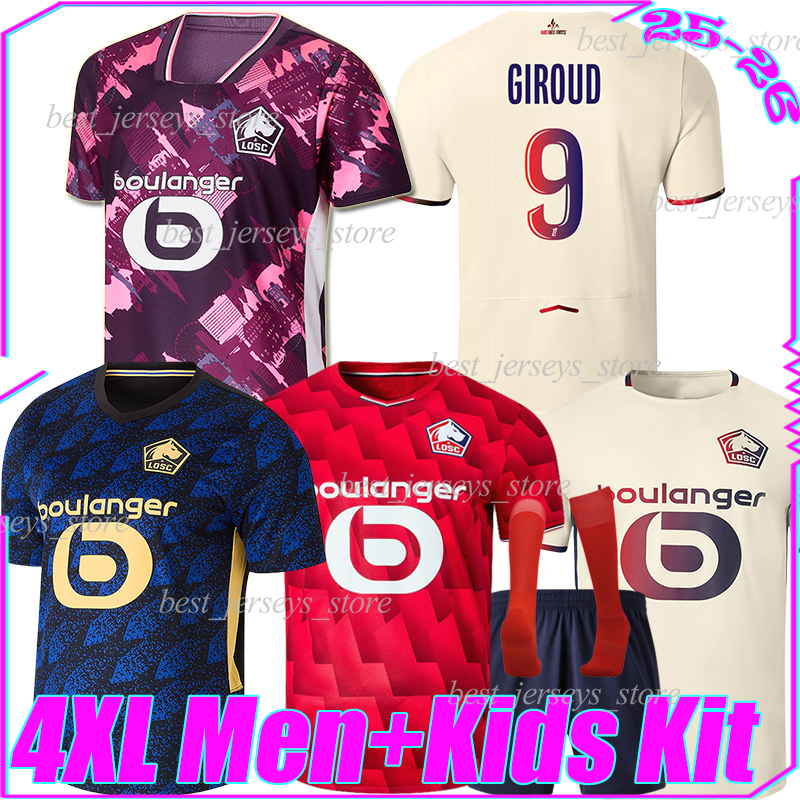 4XL 25/26 LOSC Lille GIROUD 4th soccer jerseys IGAMANE HARALDSSON FERNANDEZ SAHRAOUI MUKAU MBAPPE PERRAUD FELIX ANDRE GOMES football shirt men kids kits socks sets