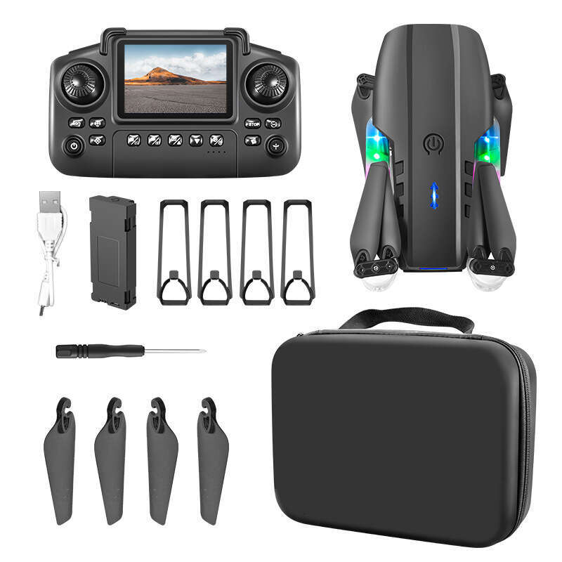 E D Screen Controlled Drone With Lights Foldable Dual Camera Optical Flow Aerial Photography Remote Aircraft Quadcopter