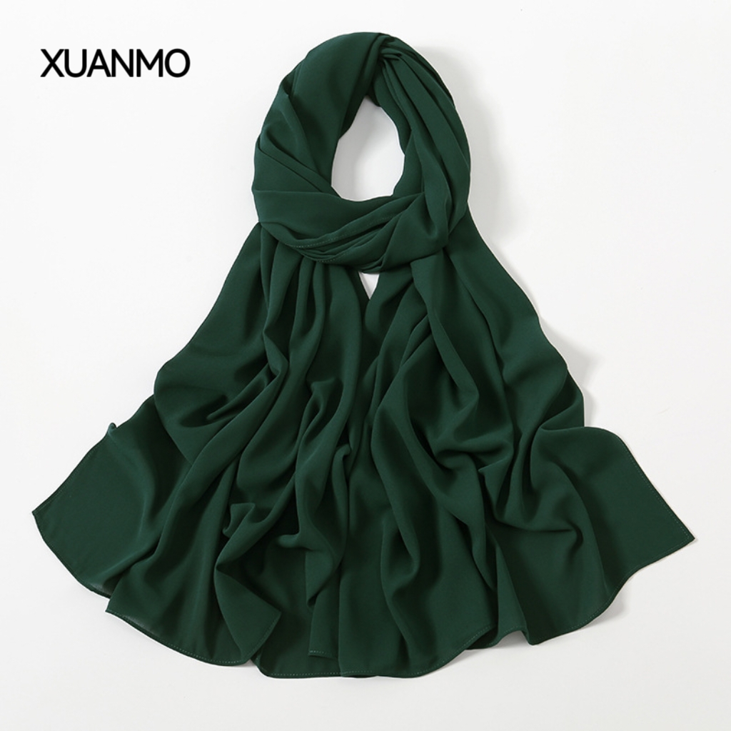 K2005 Breathable long chiffon headscarf new solid color triangle headscarf women's versatile Muslim scarf accessories