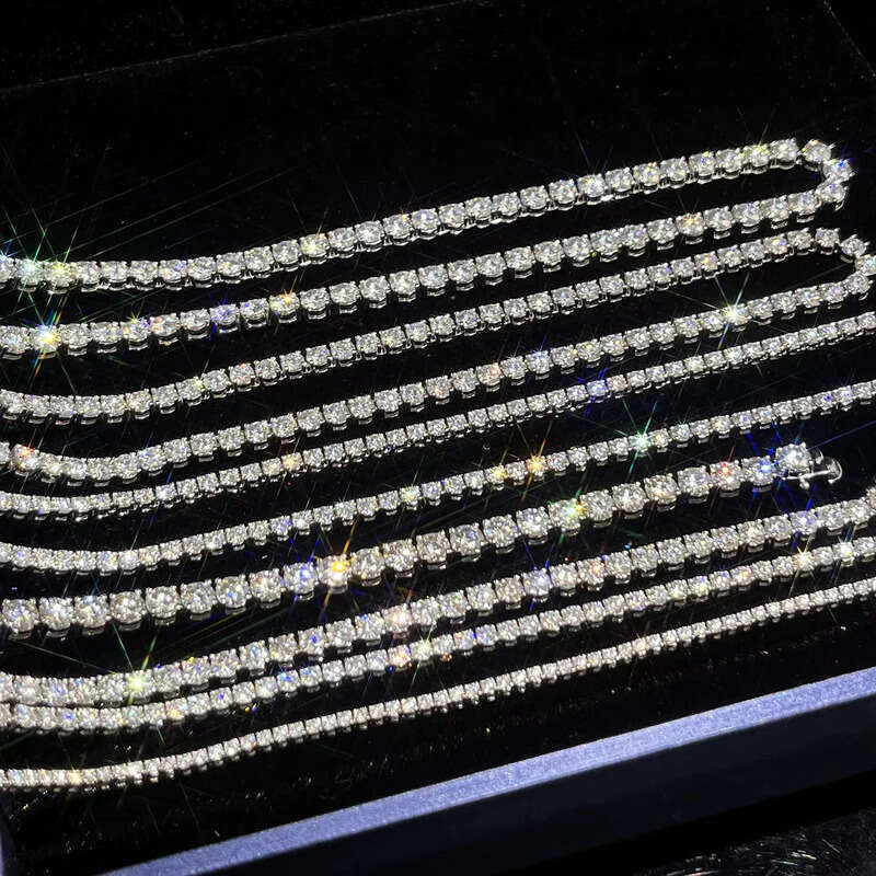 Hip Hop Charm Necklace Designer Jewelry Sexy Iced Out Bling Vvs Sliver Purple Gold Pink moissanite Tennis Chain For Women Men