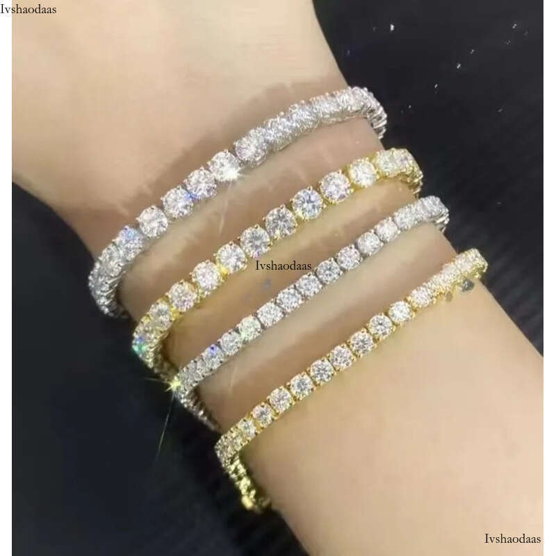 Fine Jewelry Hip Hop Sterling Sier Iced Out Tennis Chain for Men Women VVS Moissanite Dia Bracelet