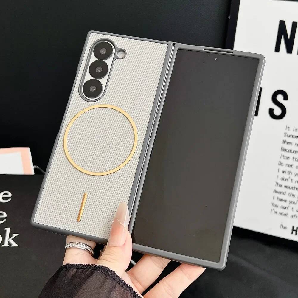 Light PU Matte Slim Solid Color Phone Cases for Samsung Galaxy Z Fold 7 6 5 4 3 Magnetic Wireless Charge Protective Cover