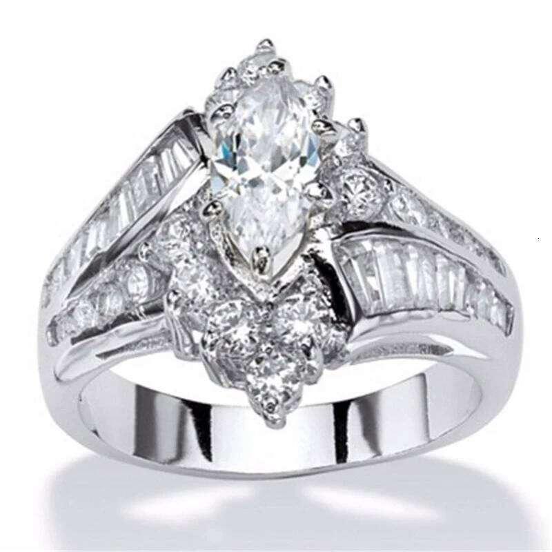 Crown Crystal Wedding Engagement Rings For Women Jewelry Charms Finger Party Gift