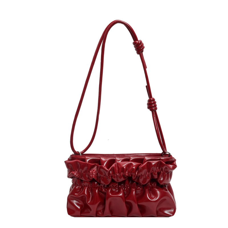 Designer bags pink portable shoulder bag women's 2024 summer new fashion versatile pleated cloud chain messenger bag