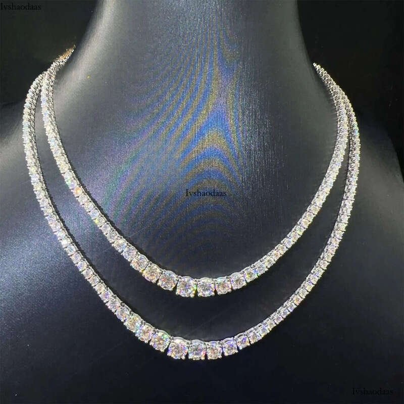 Fashion Women Female Gift Jewelry VVS Moissanite Sterling Sier Hip Hop Cluster Tennis Chain Necklace