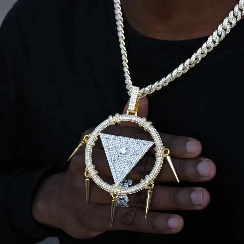 Elegant Millennium Ring Shape Hip Hop Certified Gold Pendant Real Dia Necklace With Cuban Chain for Your Gentlemen