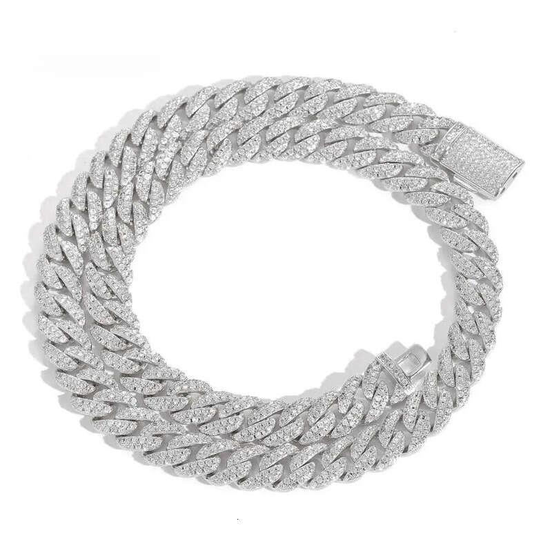 Moissanite Chains 10m 16-24inch Sterling Sier Pass Test Dia Cuban Chain Necklace Bracelet For Women/Men Nice Gift