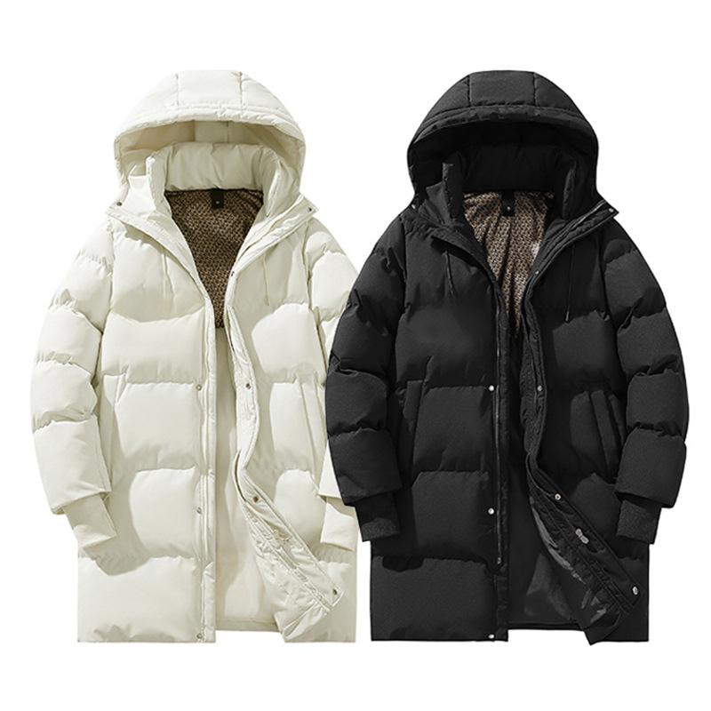 Men Women Long Down Jacket Waterproof Windproof Ultra Warm Lightweight Knee Length Winter Coat with Detachable Hood