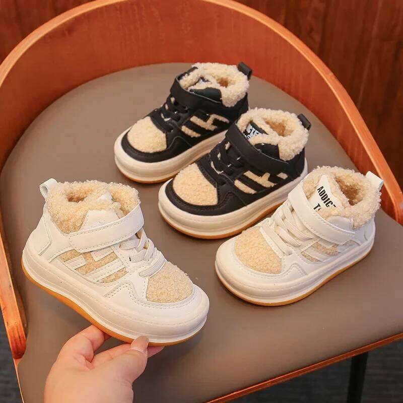 Girls Cotton Children Plush Thickened Anti-skid Shoe Boys Warm Sports Shoes Baby Soft Comfortable Winter Sneakers