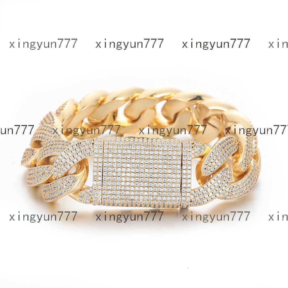 NUOYA New Style Iced Out CZ Cuban Chain Bracelet Hip Hop Mens Jewelry 18k Gold Plated Cuban Link Chain Men Bracelet