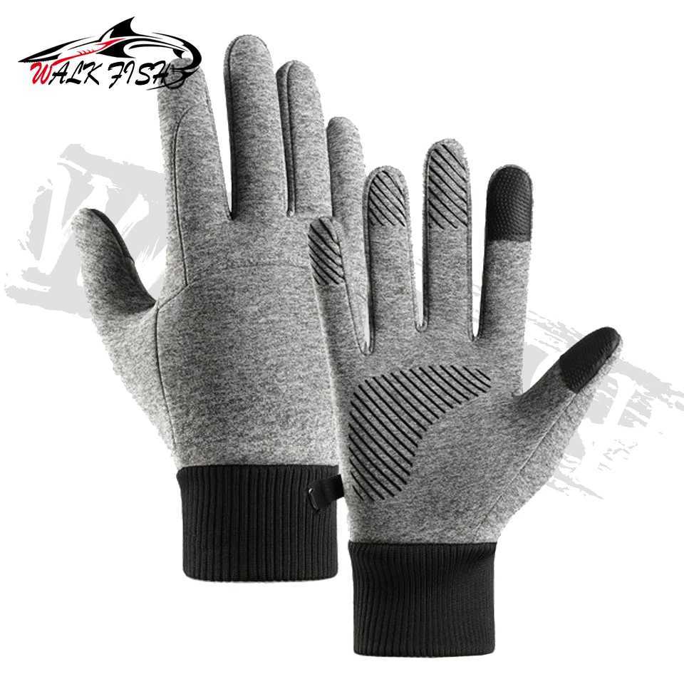 WALK FISH Fleece Fishing Gloves Nonslip Thermal Touch Screen Windproof Waterproof Men Running Skiing Bicycle Motorcycle Gloves Z250925
