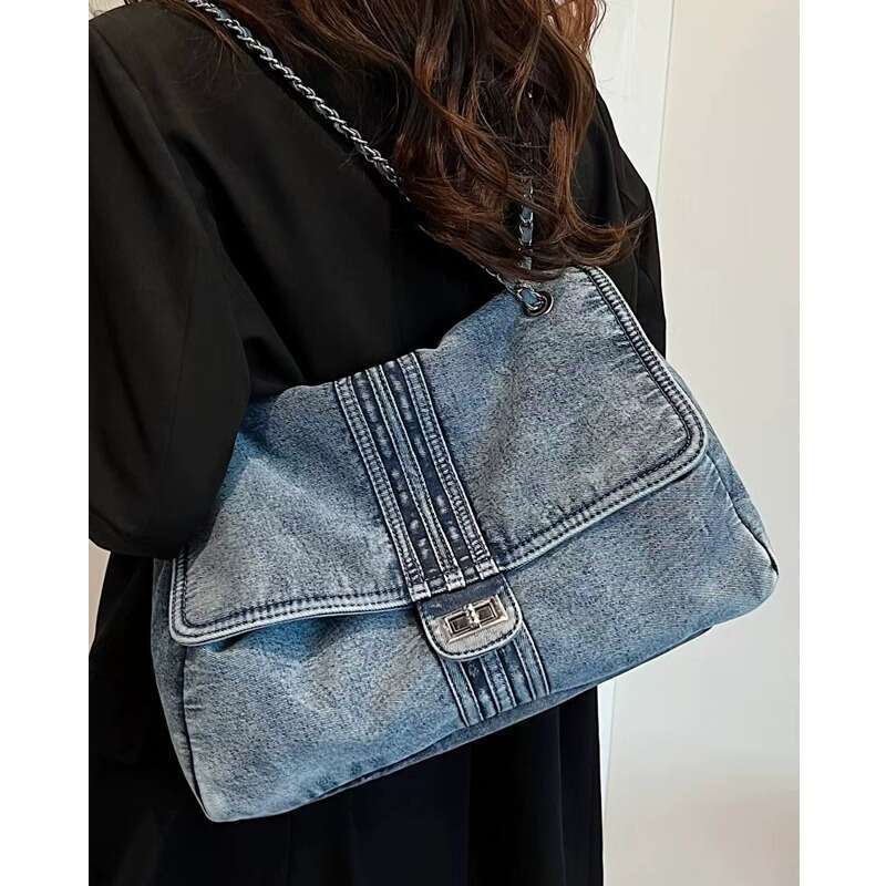 designer bag Luxury bag Design Sense Niche Denim Chain New Large Capacity Crossbody Commuter Shoulder Tote Bag for Women