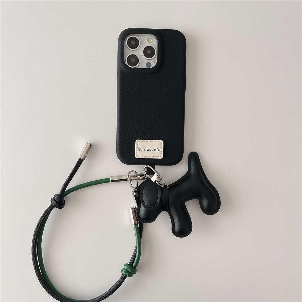 Phone Case Compatible with iPhone 17 Pro Max, Cute Soft Silicone Cover with Short Leash Puppy