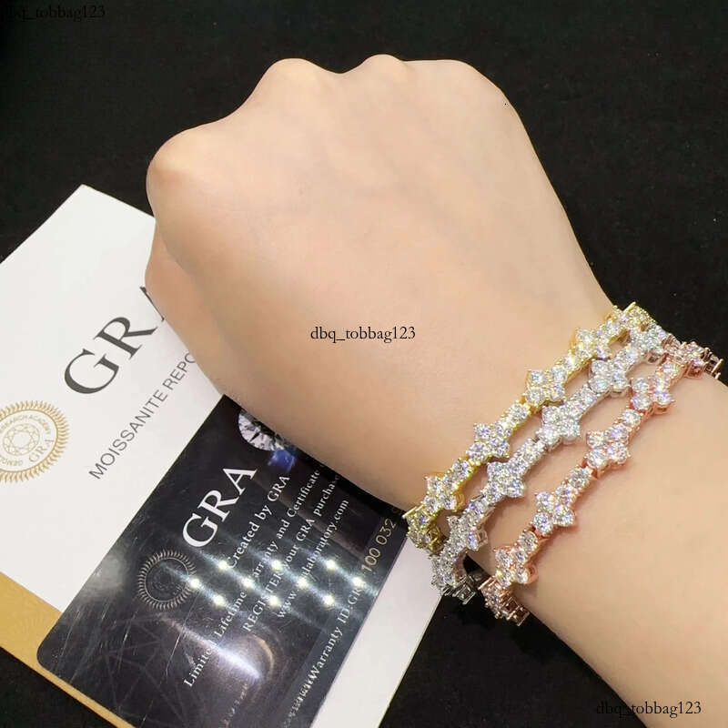 Hot Selling Sterling Sier Lab Dia Iced Out Vvs Moissanite Hip Hop Jewelry Tennis Chain Bracelet