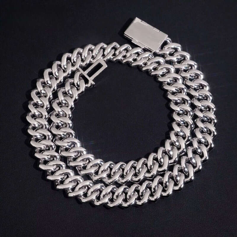 Hip Hop Necklace 15mm 4rows Cuban Link Chain S Gold Plated Pass Test VVS Moissanite Dia Iced Out Jewelry