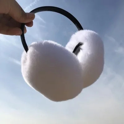Retractable Rex Rabbit Fur Ear Muffs for Women Winter Warm Fleece Lined Extreme Cold 250930