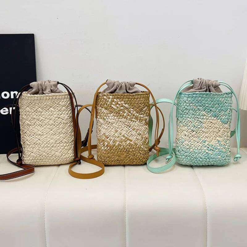 Fashion Handbag High-grade Leather Trend Versatile Simple Drawstring Bucket Retro Texture Brand Designer Shoulder Bag
