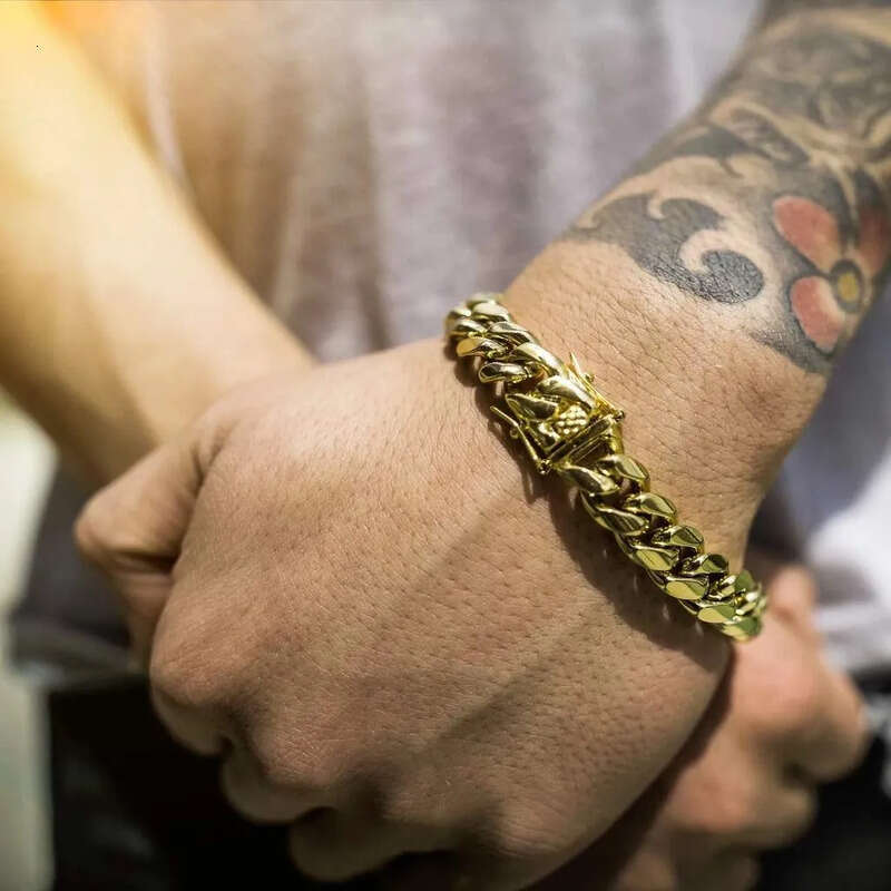 6-10mm Wide Miami Chain For Women 316L Stainless Steel Plated 14K Gold Chains High Polished Punk Cuban Link Bracelet Mens Christmas Jewelry woman Gift