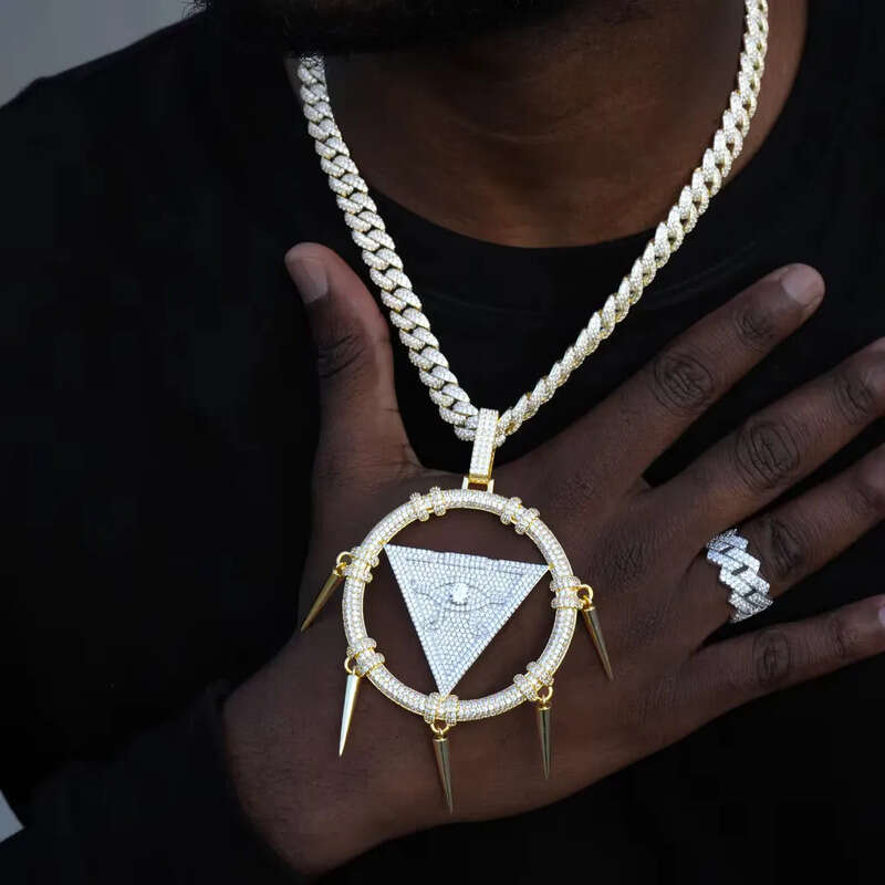 Elegant Millennium Ring Shape Hip Hop Certified Gold Pendant Real Dia Necklace With Cuban Chain for Your Gentlemen