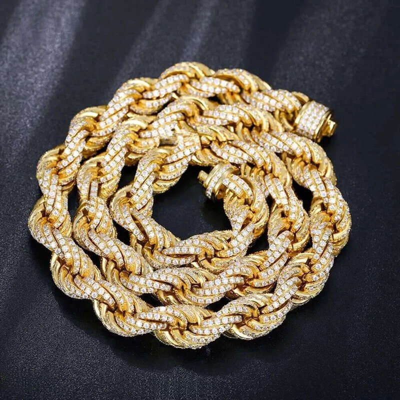 Designer Cuban k Fasion Pass Dia Tester 8mm 12mm Full Vvs Moissanite Iced Out Rope Chain Men Women Hip Hop Jewelry Twisted Necklace