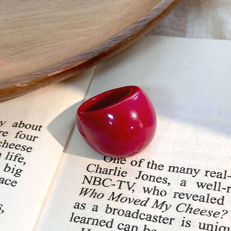 Korean Colorful Resin Acrylic Chunky Big Ring Fashion Charm Geometric Oval Round Knuckle Finger Rings Hand Jewelry Gift