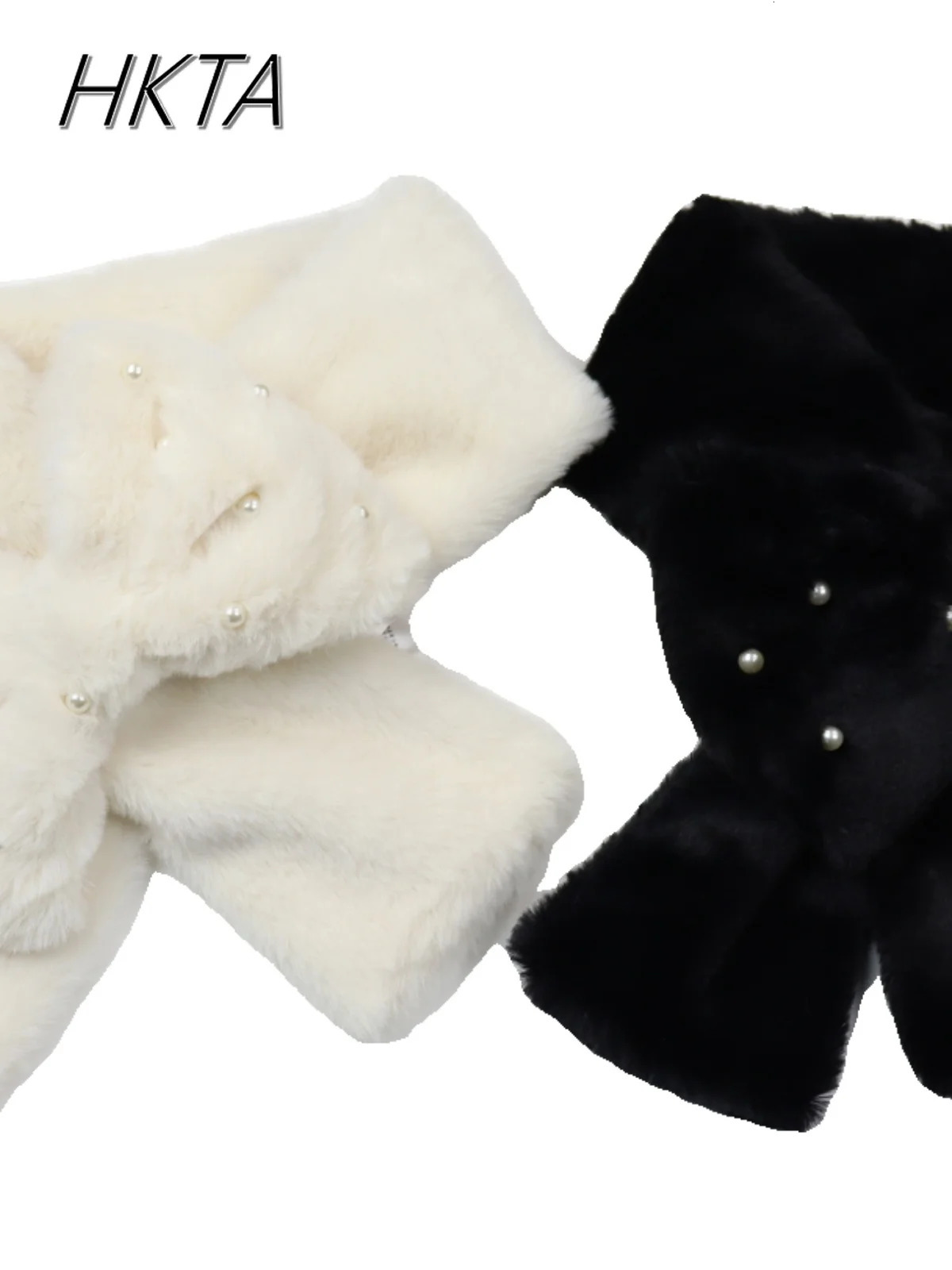 Japanese Original Bow Scarf Nail Bead Plush Rabbit Fur Scarf Cute Early Winter Thermal Scarf 250929