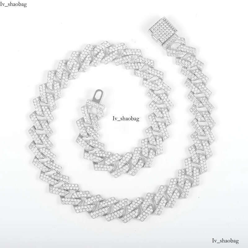 Hot selling hip-hop classic Cuban for women 15MM gold alloy full dia necklace trendy mens style