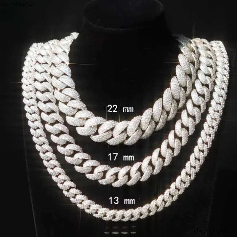 Yu Ying Hot Sale Full Iced Out Moissanite Heavy 17MM 20MM 22MM Wide S Solid Gold Plated Cuban Link Chain Necklace