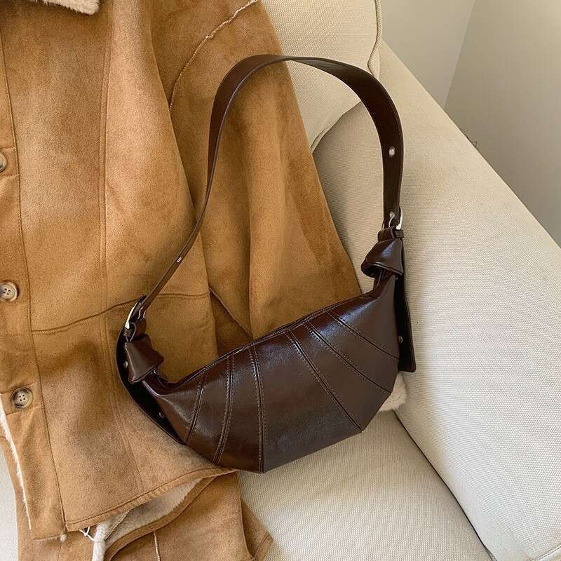 2025 New Niche Croissant Cowhide Dumpling Fashion Single Shoulder Crossbody Baguette Women's Bag