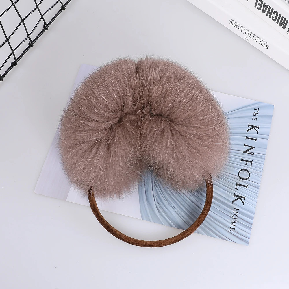 Full Piece 100 Real Fox Fur Womens Winter Earmuffs Ear Warmer Ear Protection Girls Ear Muffs Headwear 250930