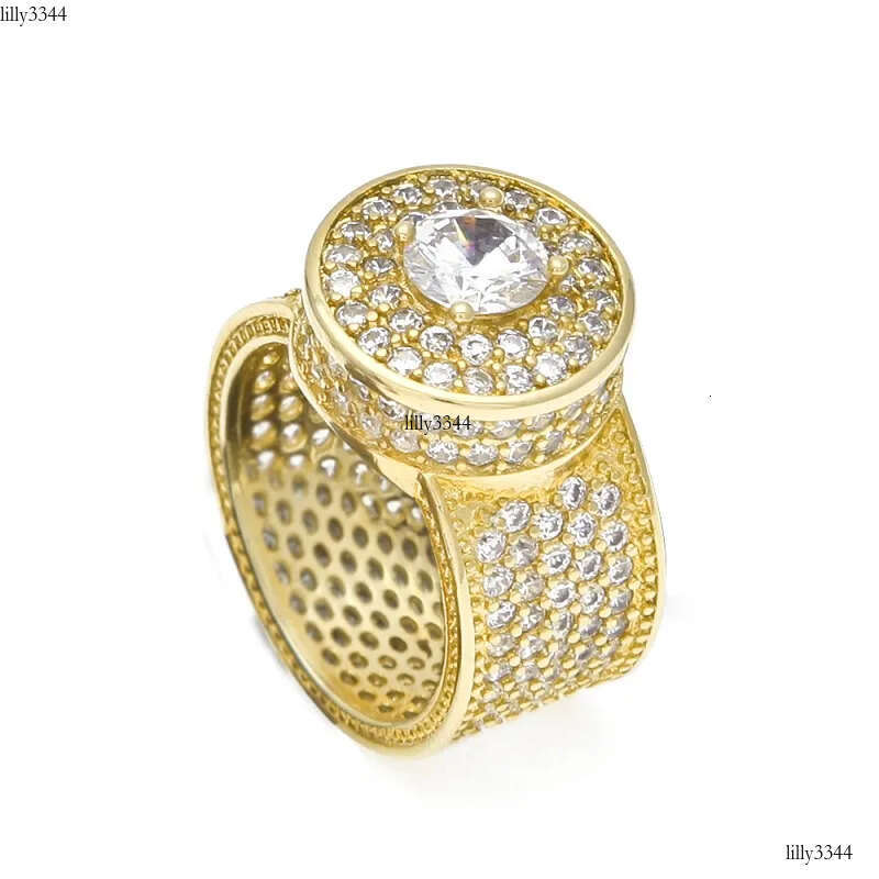 Mens Hip Hop Ring Jewelry Gold Sier Iced Out Crystal Gemstone Dia Rings For Men