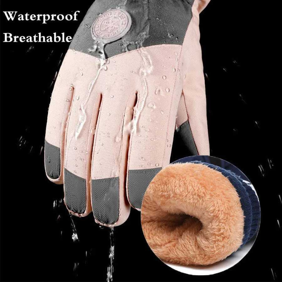 Winter Warm Ski Gloves For Women Men Windproof Waterproof Adjustable Cycling Motorcycle Glove Casual Outdoor Sport Plush Gloves Z250925