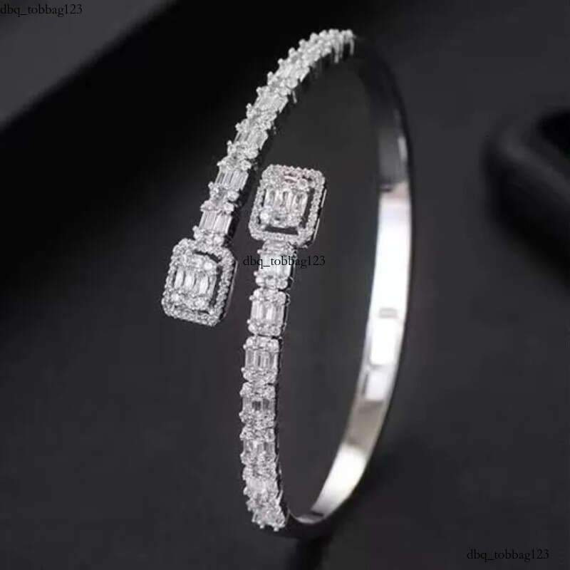Elegent Wedding Bracelets Jewelry Sterling Sier T Princess Cut White 5A Cubic Zircon CZ Dia Gemstones Party Women Open Bangle For Lover Gift