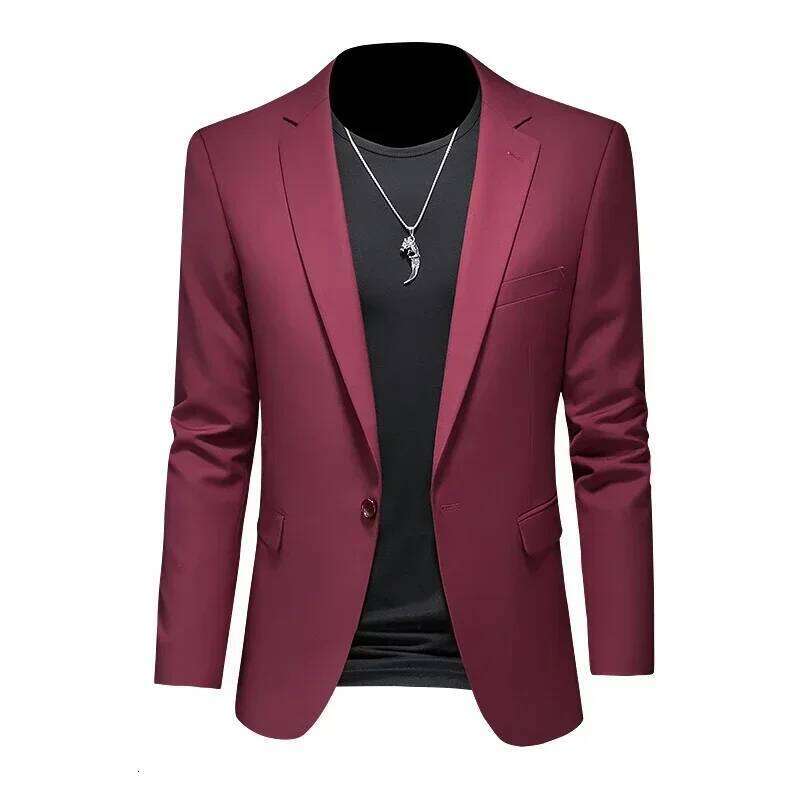 Fashion Men's Business Casual Blazer White Red Green Black Solid Color Slim Fit Jacket Wedding Groom Party Suit Coat M-6XL