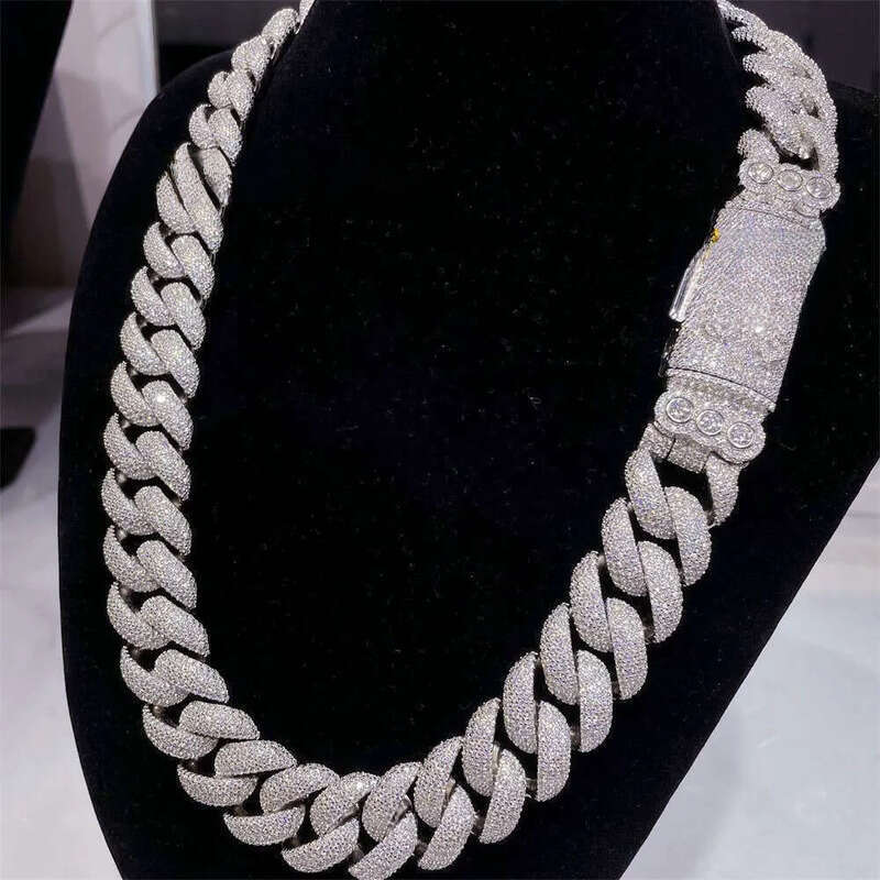 Big 20mm Necklace Hip Hop Jewelry Sier Vvs Dia Moissanite Iced Out Cuban Link Chain Custom