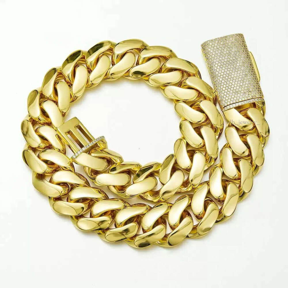 20mm Heavy sier Miami cuban link chains and bracelets with VVS1 Moissanite box clasp, gold plated iced out chain, Boyfriend gift ideas