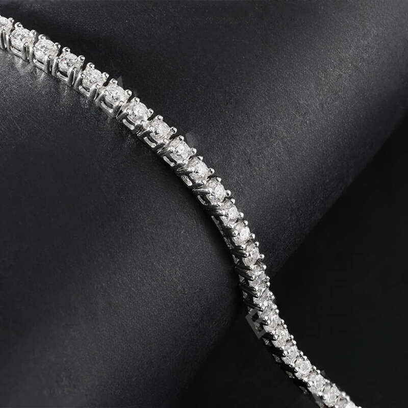 EWYA New in Real D Color Full 2mm 0.03CT Moissanite Tennis Bracelet for Women S Sier Plated Dia Link Bracelets Gift
