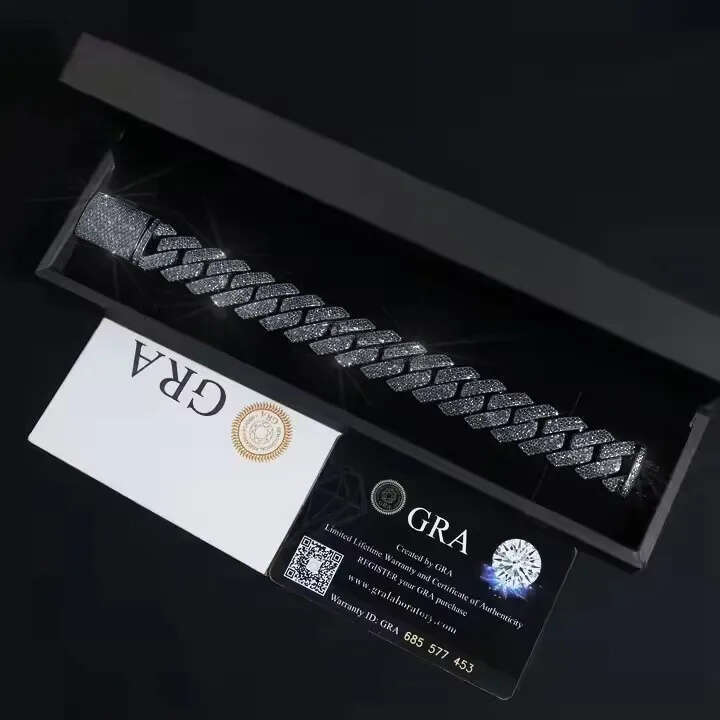 Moissanite Top Quality Iced Out 20mm Vvs Dia Cuban Link Chain Miami Hip Hop 10k Gold / Lab Grown Dias Free door-to-door delivery