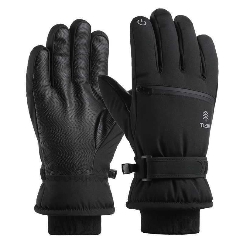 Mens Winter Ski Gloves with Backhand Zipper Pocket Touch Screen Snow Gloves Ideal for Skiing Snowboarding Cycling Z250925