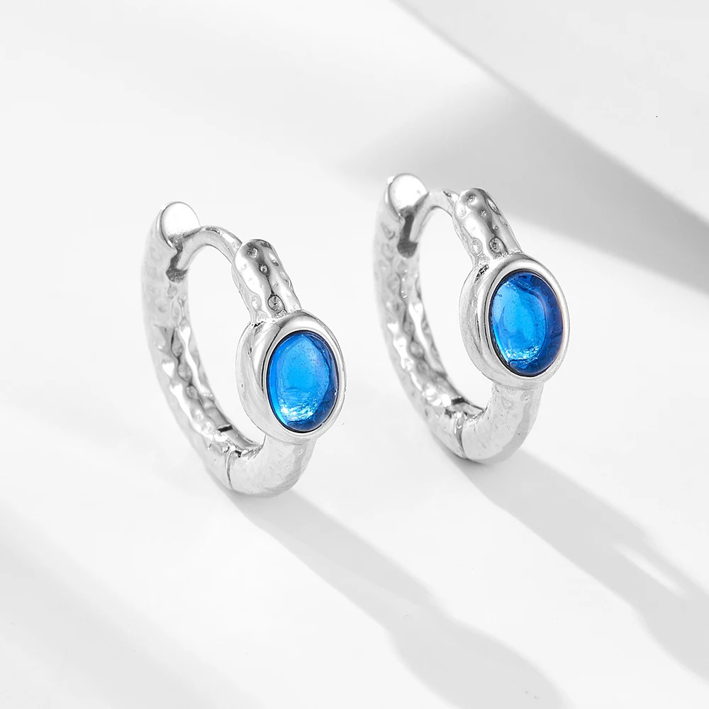 colorful earring 925 sterling silver women jewelry 14k gold vermeil sapphire blue hoop earring for women 250930