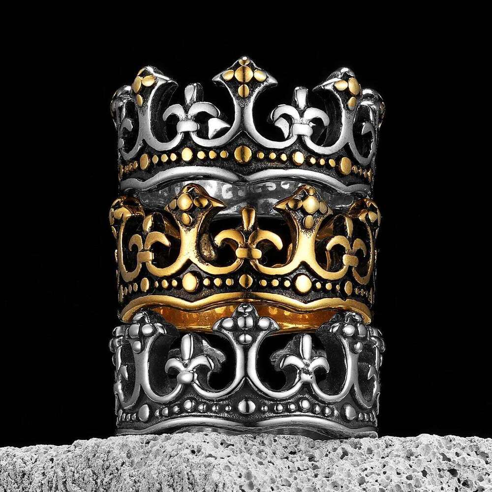 Aesthetic Crown Men Rings Stainless Steel Women Jewelry Vintage Punk Rock Cool Stuff Fashion Couple Accessories Gift Wholesale