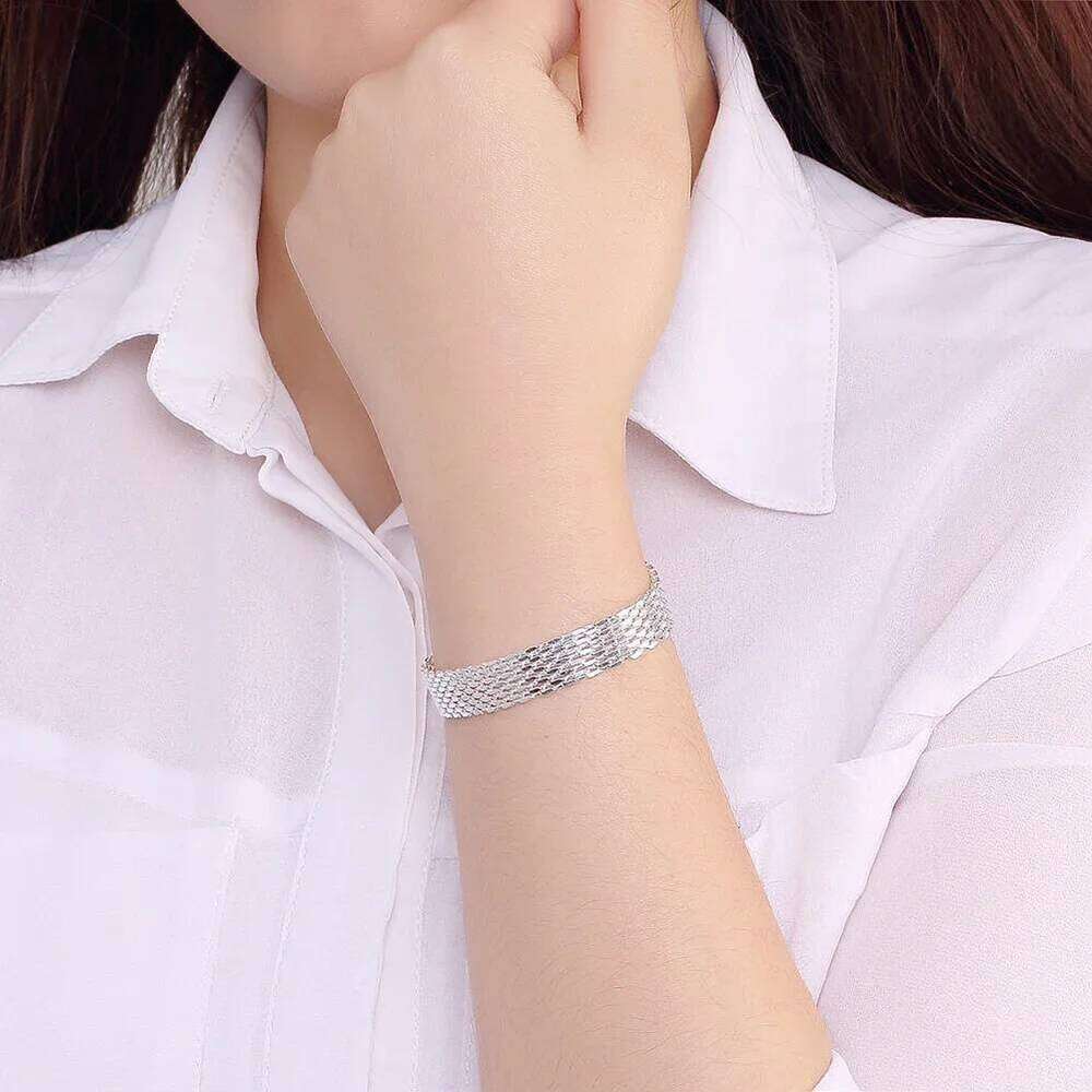 Hot new sterling sier Bracelets for women Exquisite fashion weaving chain Wedding party Christmas gifts Jewelry